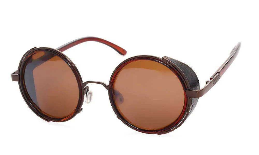 Steampunk Sunglasses Women Round Glasses Goggles Men Side Visor Circle Lens Unisex Vintage Retro Style Punk