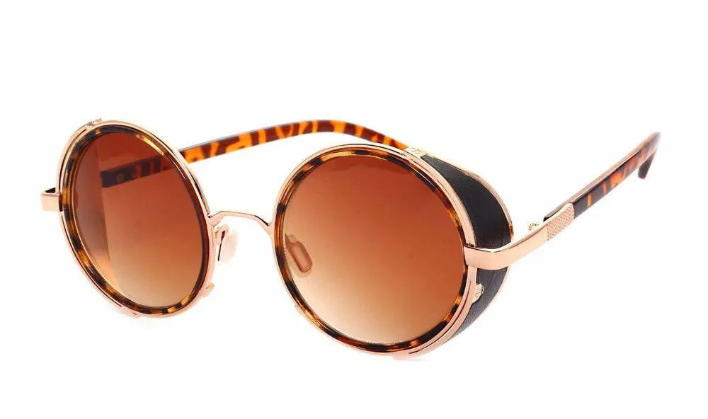 Steampunk Sunglasses Women Round Glasses Goggles Men Side Visor Circle Lens Unisex Vintage Retro Style Punk