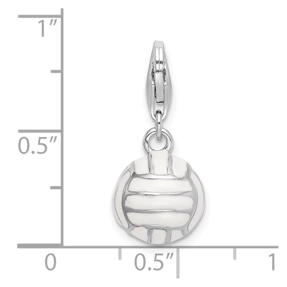 Sterling Silver Amore La Vita Rhodium-pl 3-D Enameled Volleyball Charm
