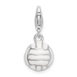 Sterling Silver Amore La Vita Rhodium-pl 3-D Enameled Volleyball Charm