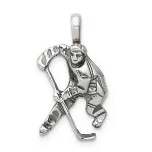 Sterling Silver Antiqued Hockey Player Charm