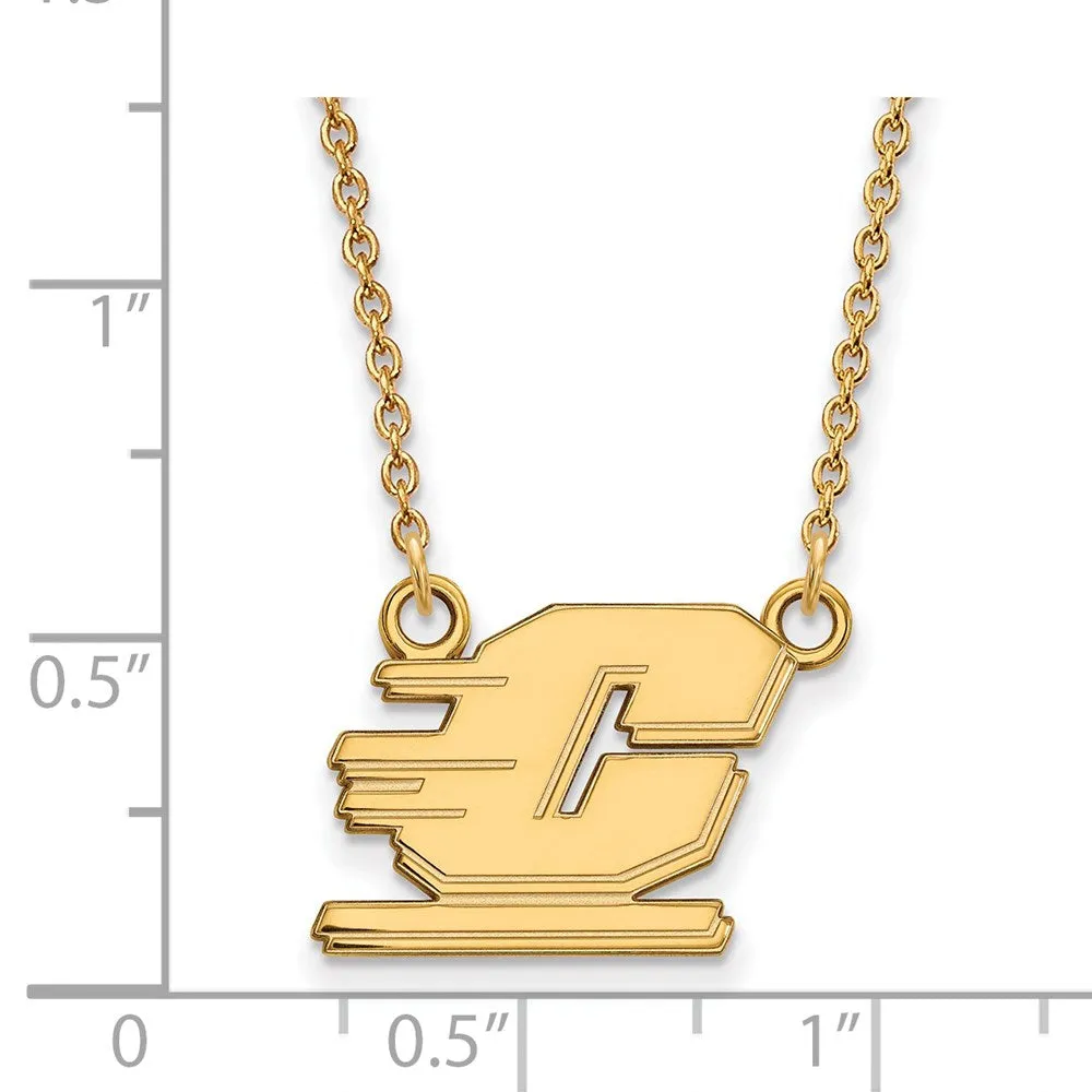 Sterling Silver Gold-plated Central Michigan University Letter C Small Pendant 18 inch Necklace
