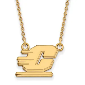 Sterling Silver Gold-plated Central Michigan University Letter C Small Pendant 18 inch Necklace