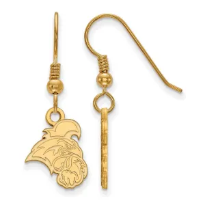 Sterling Silver Gold-plated Coastal Carolina University Chanticleer Small Dangle Earrings