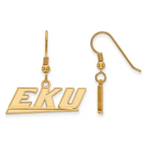 Sterling Silver Gold-plated Eastern Kentucky University E-K-U Small Dangle Earrings