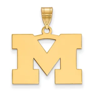 Sterling Silver Gold-plated University of Michigan Letter M Medium Pendant