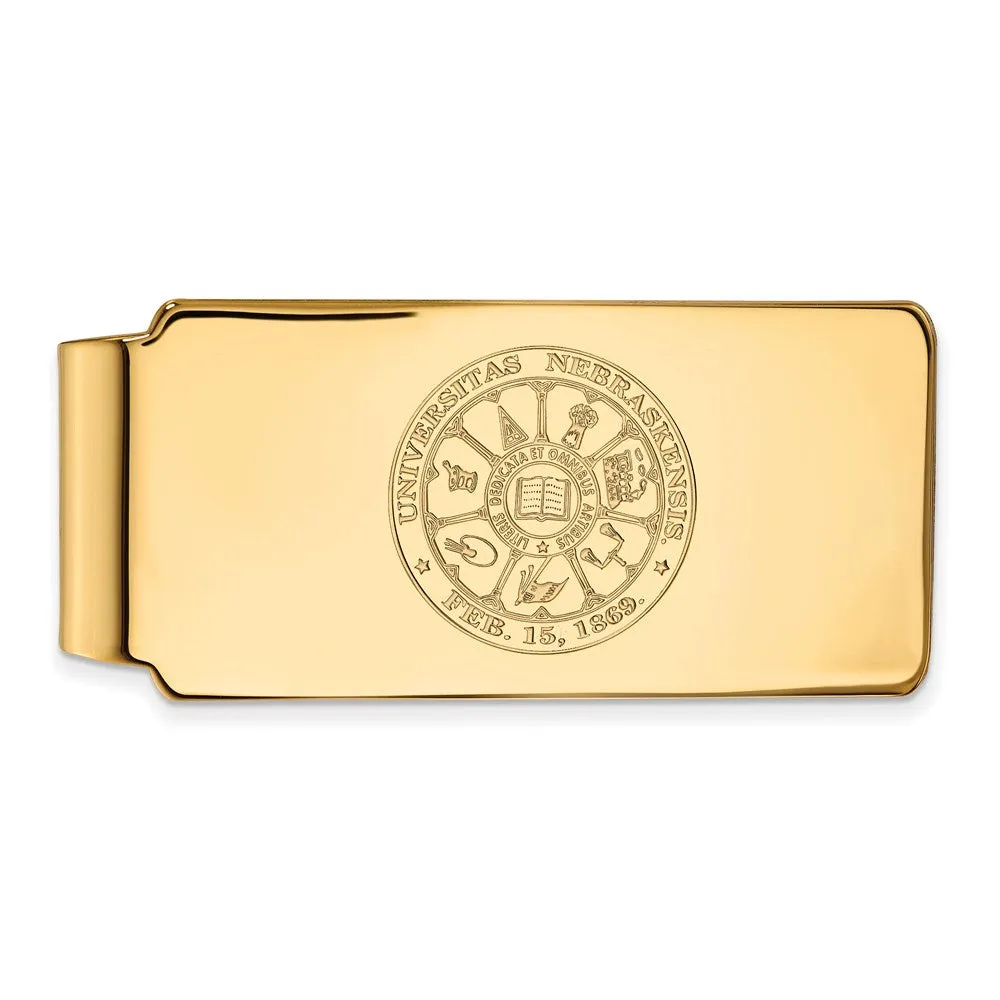 Sterling Silver Gold-plated University of Nebraska Crest Money Clip