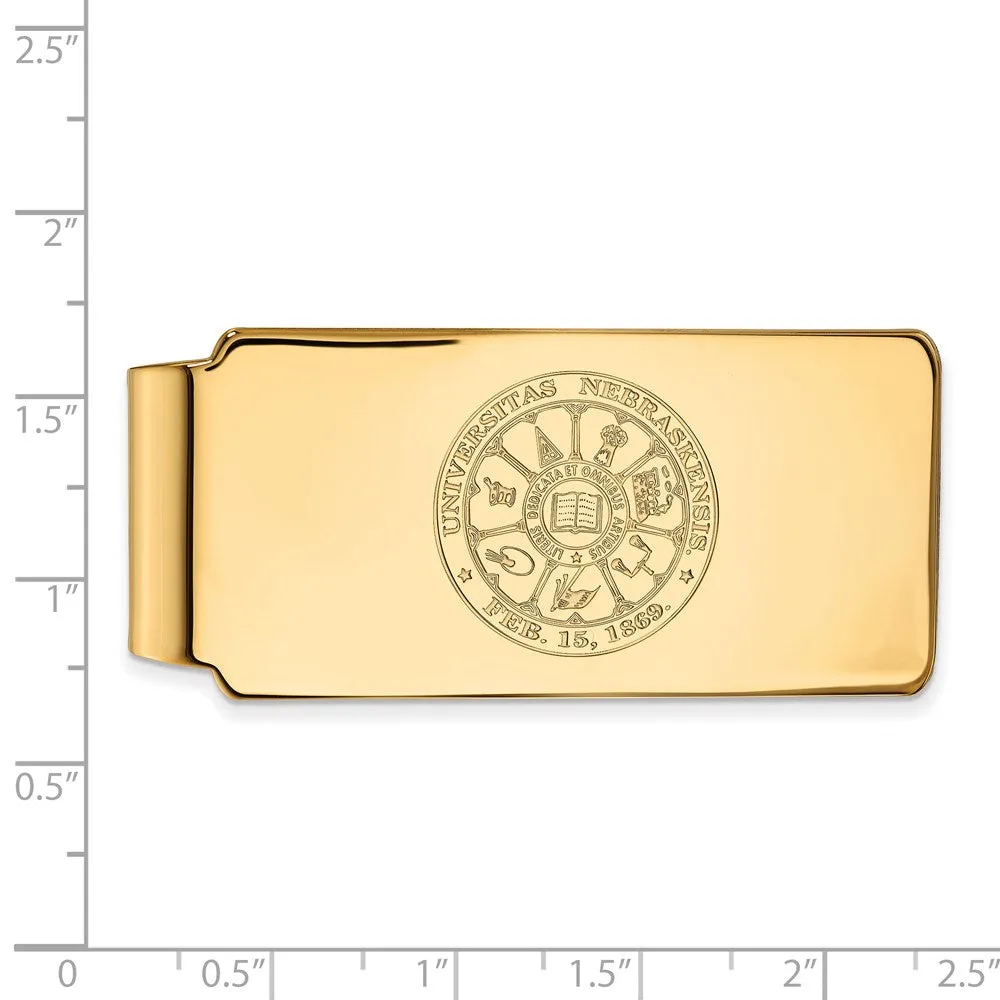 Sterling Silver Gold-plated University of Nebraska Crest Money Clip