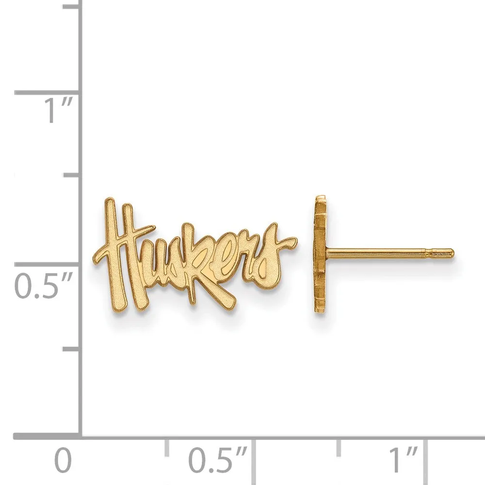 Sterling Silver Gold-plated University of Nebraska Huskers Extra Small Post Earrings
