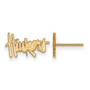 Sterling Silver Gold-plated University of Nebraska Huskers Extra Small Post Earrings