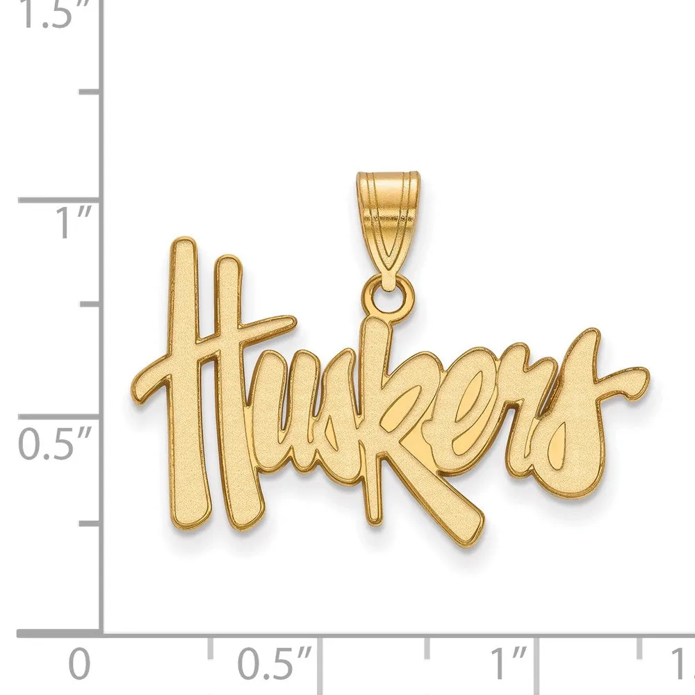 Sterling Silver Gold-plated University of Nebraska Huskers Large Pendant