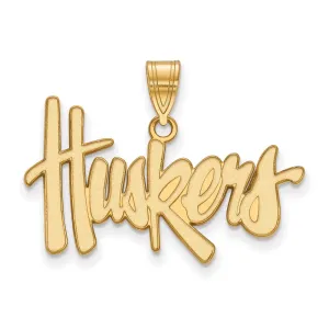 Sterling Silver Gold-plated University of Nebraska Huskers Large Pendant