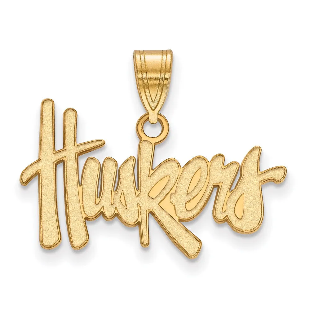 Sterling Silver Gold-plated University of Nebraska Huskers Medium Pendant