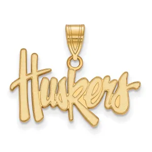 Sterling Silver Gold-plated University of Nebraska Huskers Medium Pendant