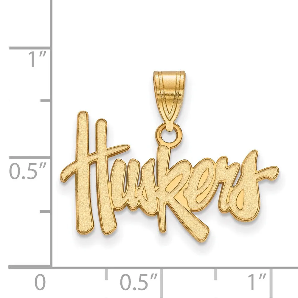 Sterling Silver Gold-plated University of Nebraska Huskers Medium Pendant