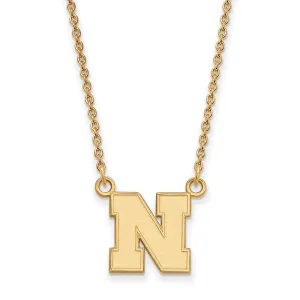 Sterling Silver Gold-plated University of Nebraska Letter N Small Pendant 18 inch Necklace