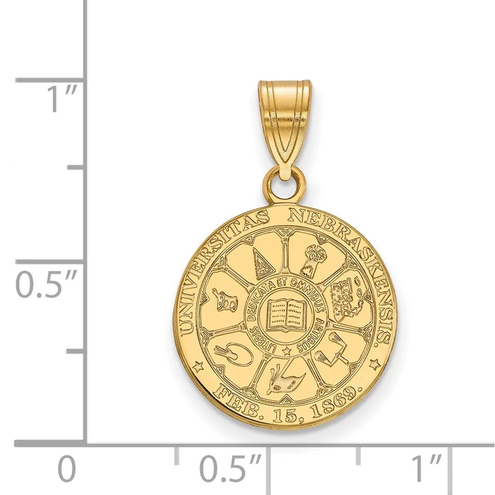 Sterling Silver Gold-plated University of Nebraska Medium Crest Pendant
