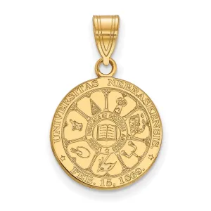 Sterling Silver Gold-plated University of Nebraska Medium Crest Pendant