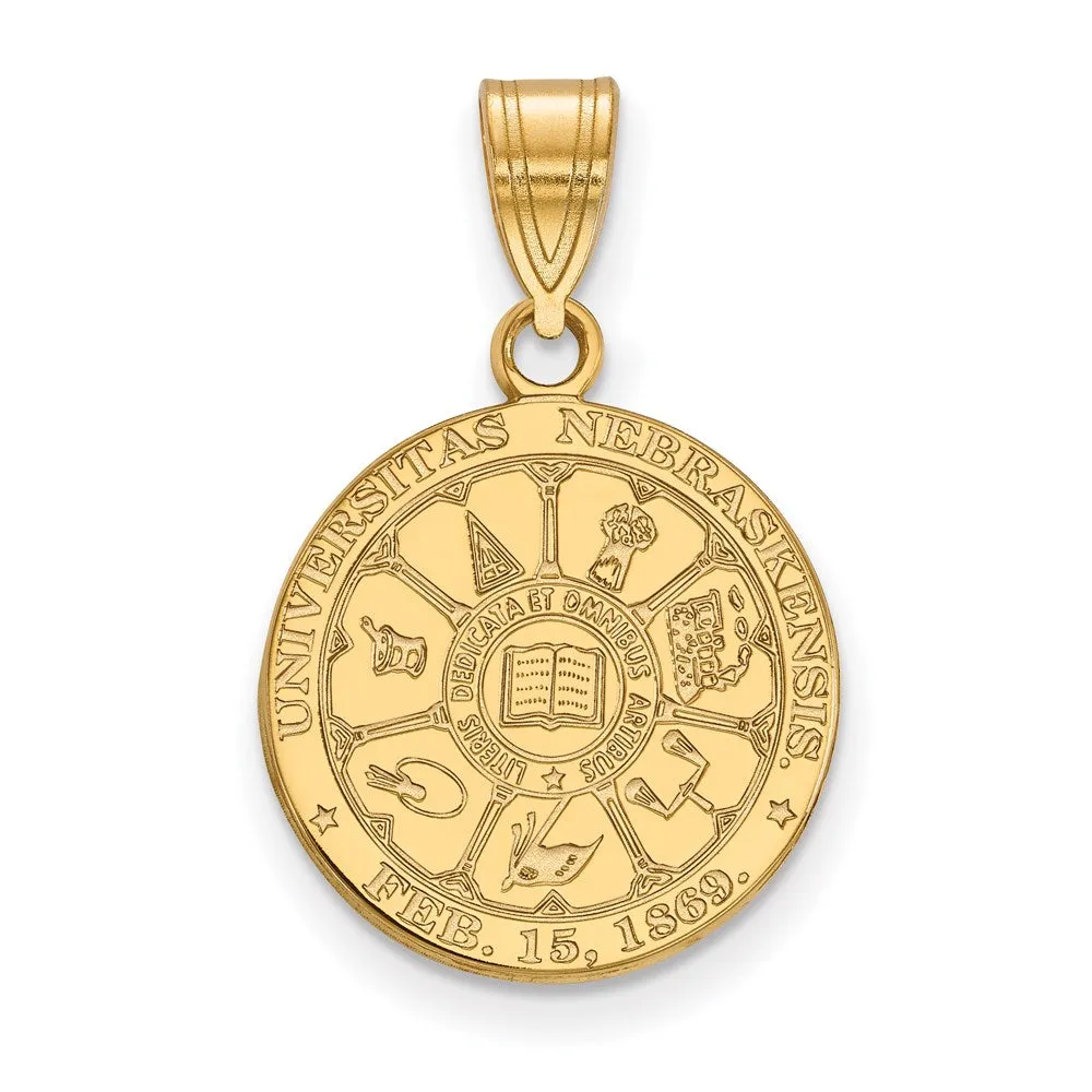 Sterling Silver Gold-plated University of Nebraska Medium Crest Pendant