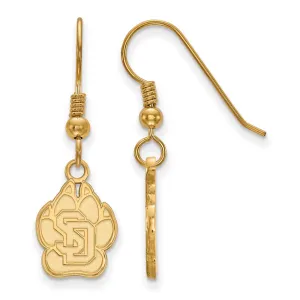 Sterling Silver Gold-plated University of South Dakota Small Dangle Wire Earrings