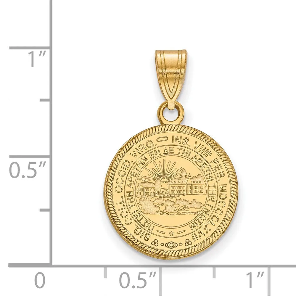 Sterling Silver Gold-plated West Virginia University Medium Crest Pendant