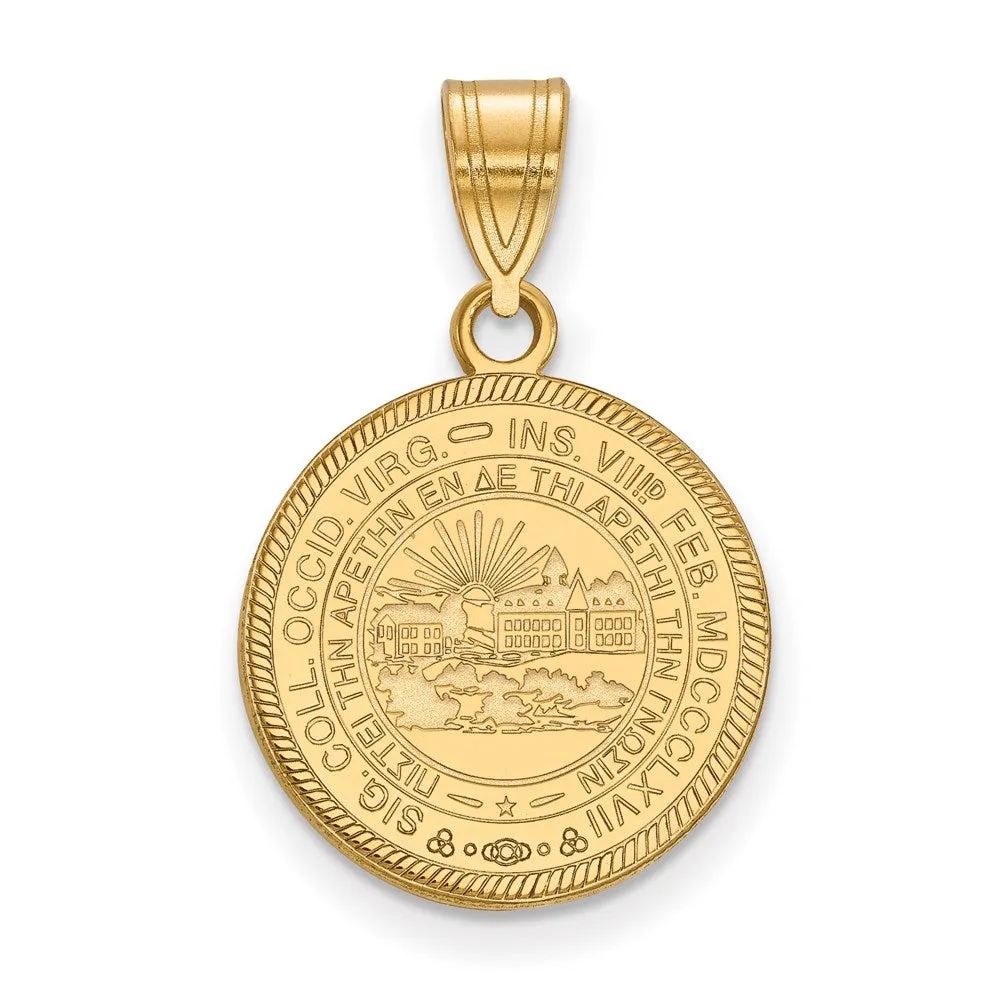 Sterling Silver Gold-plated West Virginia University Medium Crest Pendant
