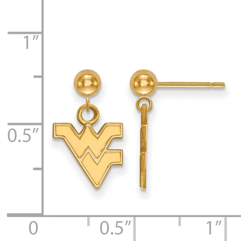 Sterling Silver Gold-plated West Virginia University W-V Dangle Ball Post Earrings
