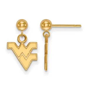 Sterling Silver Gold-plated West Virginia University W-V Dangle Ball Post Earrings