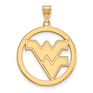 Sterling Silver Gold-plated West Virginia University W-V Extra Large Circle Pendant