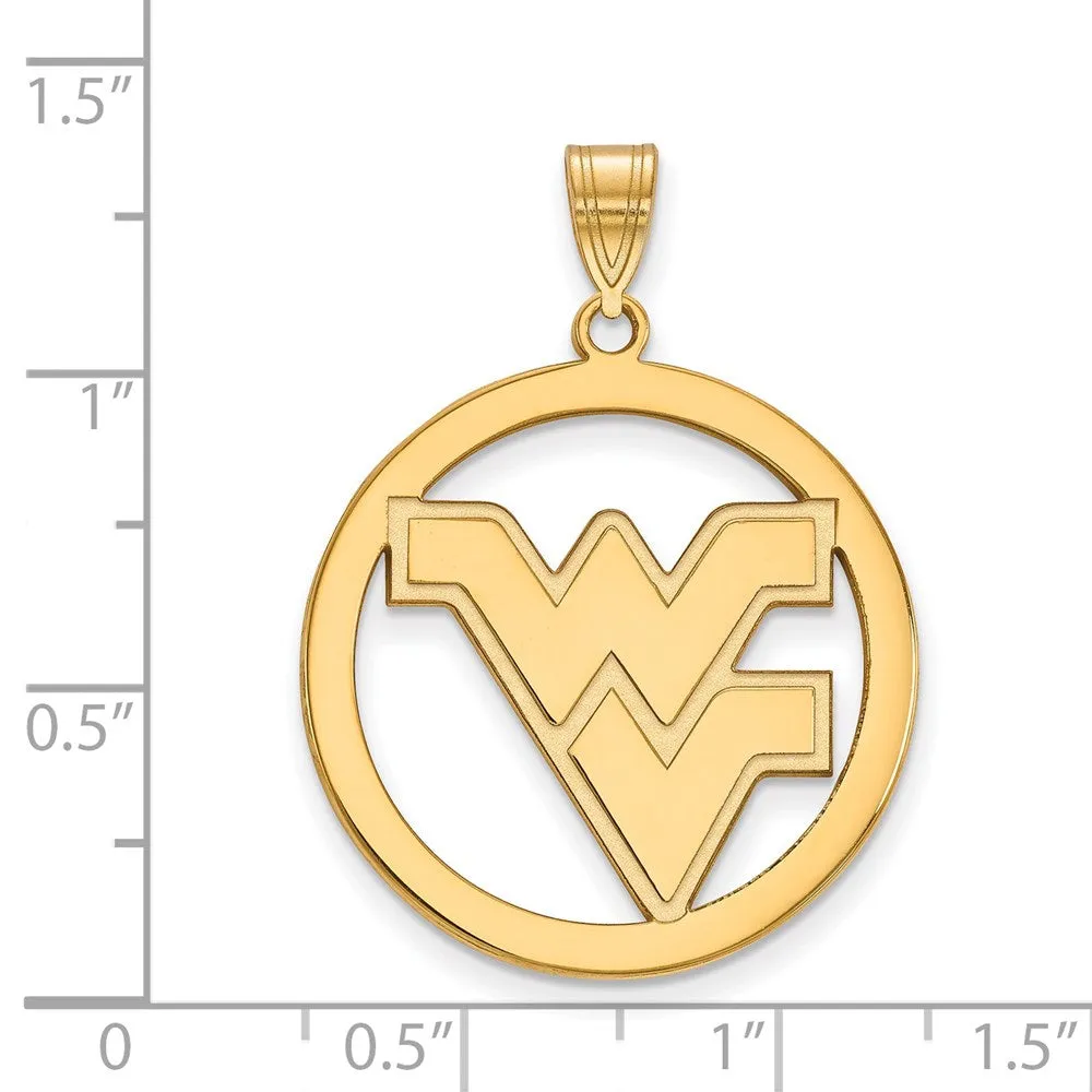 Sterling Silver Gold-plated West Virginia University W-V Extra Large Circle Pendant