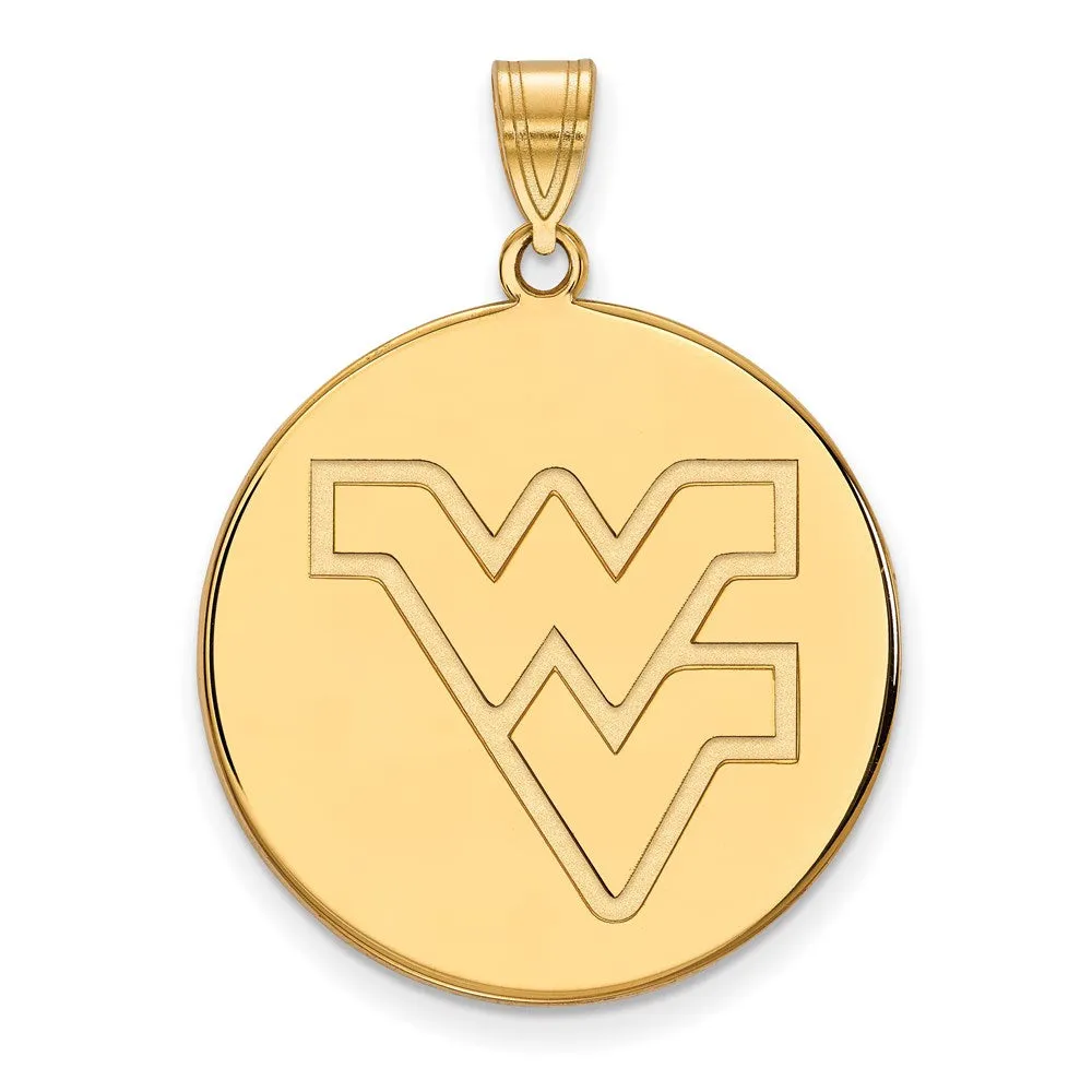 Sterling Silver Gold-plated West Virginia University W-V Extra Large Disc Pendant