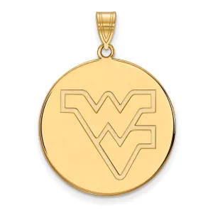 Sterling Silver Gold-plated West Virginia University W-V Extra Large Disc Pendant