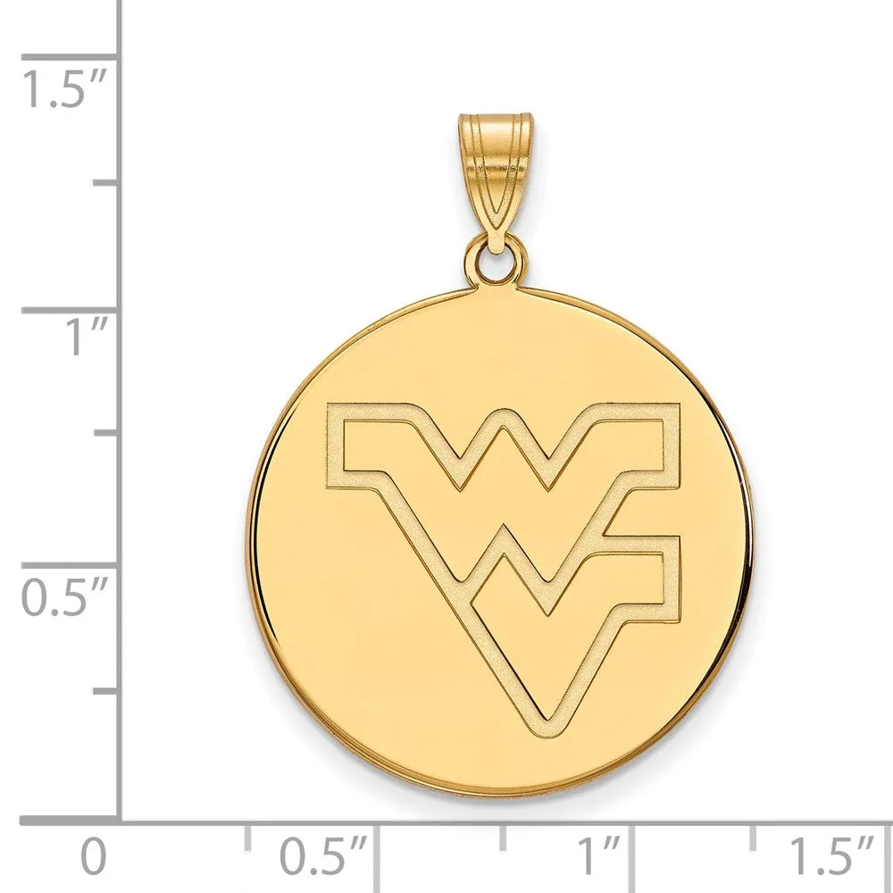 Sterling Silver Gold-plated West Virginia University W-V Extra Large Disc Pendant