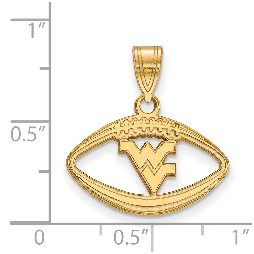 Sterling Silver Gold-plated West Virginia University W-V Football Pendant