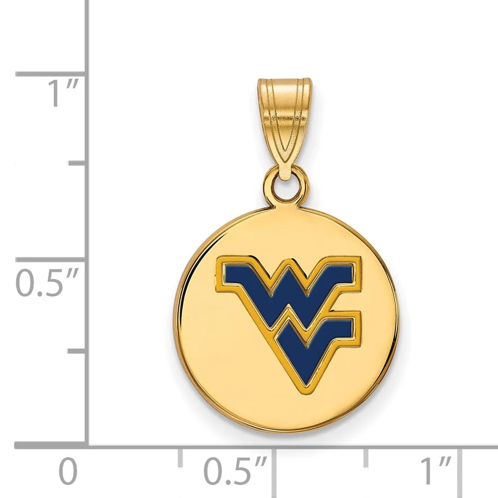 Sterling Silver Gold-plated West Virginia University W-V Medium Enameled Disc Pendant