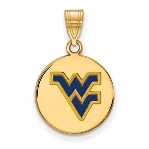 Sterling Silver Gold-plated West Virginia University W-V Medium Enameled Disc Pendant