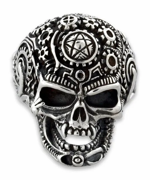 Sterling Silver Mechanical Skull Ring