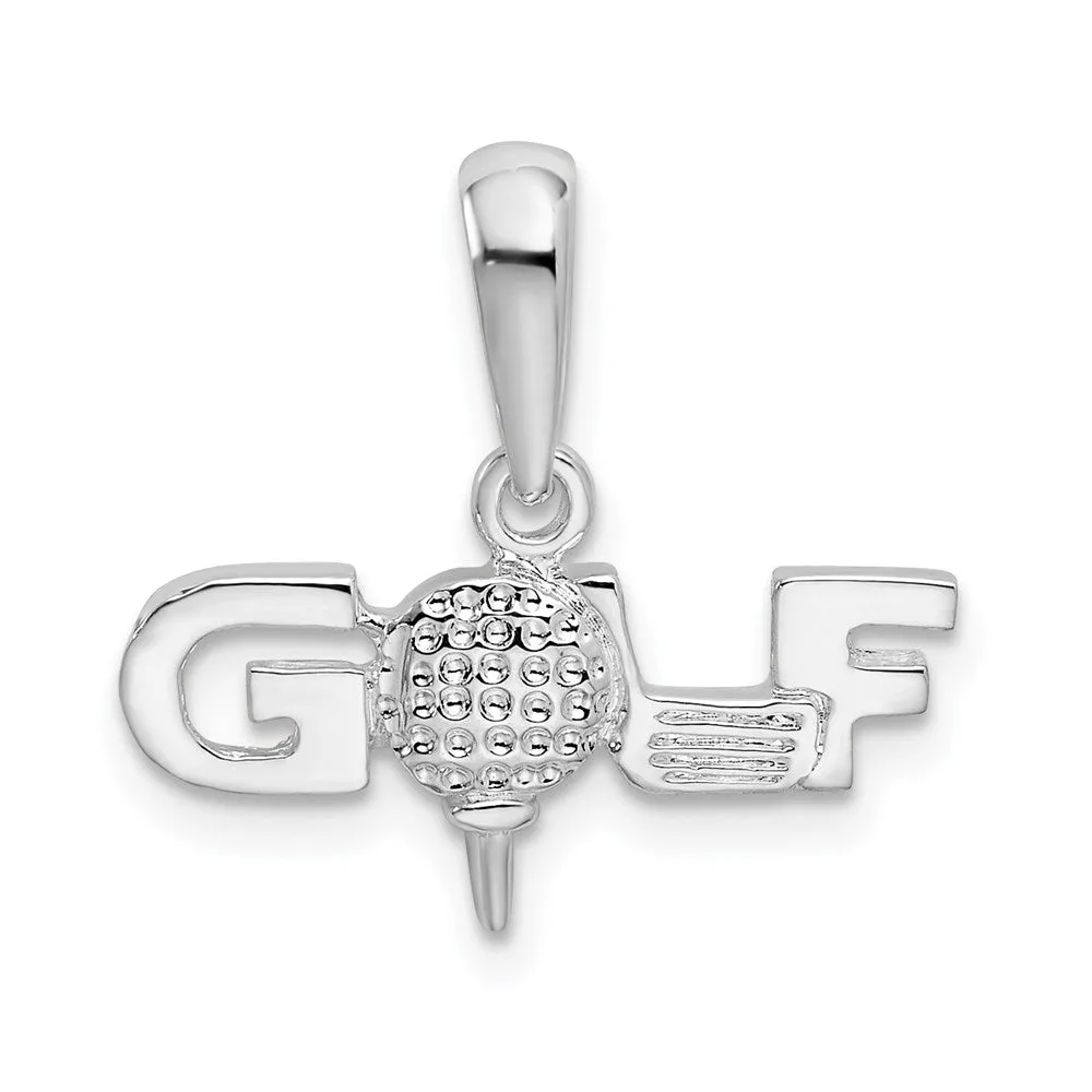 Sterling Silver Polished GOLF Tee and Club Pendant