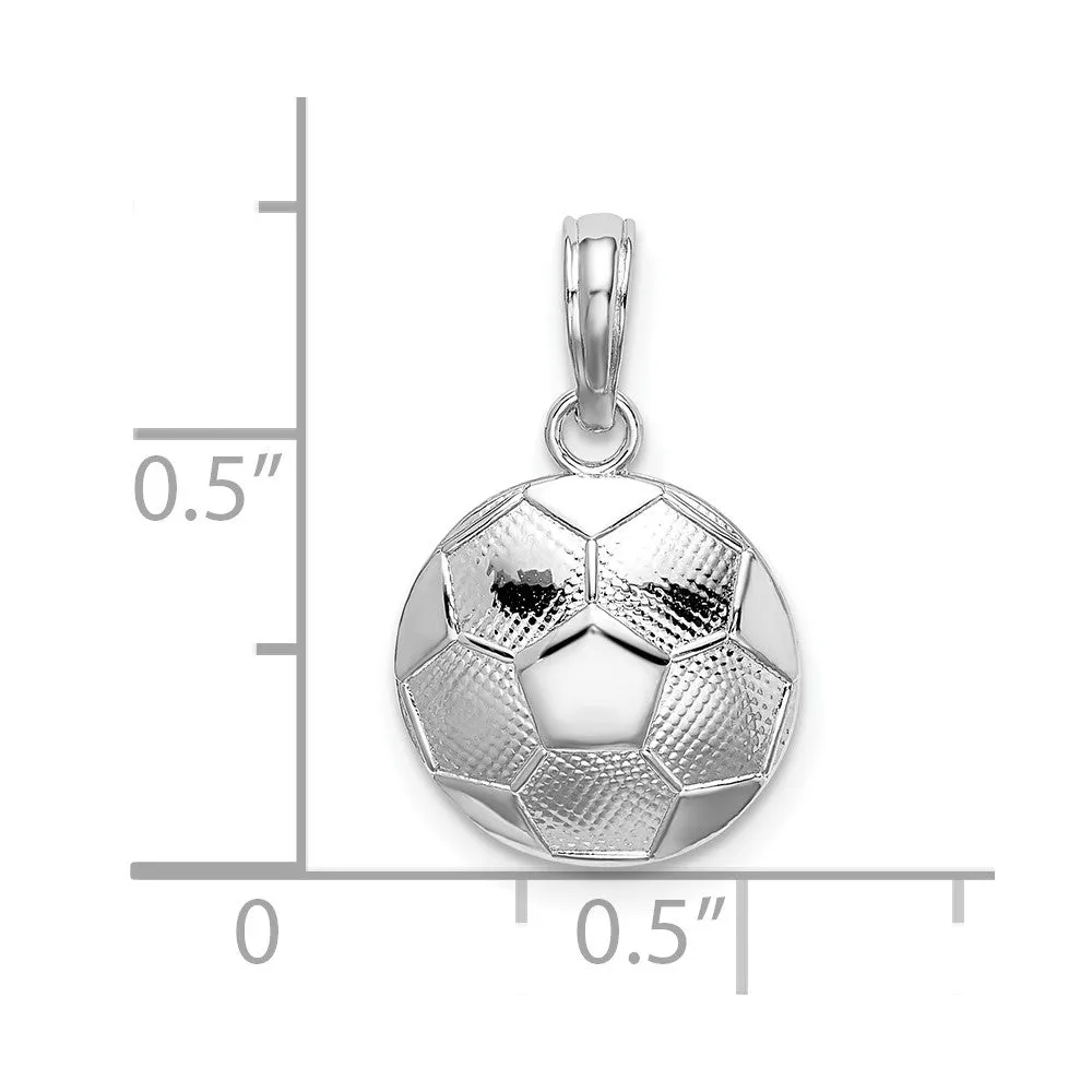 Sterling Silver Polished/Textured Soccer Ball Pendant