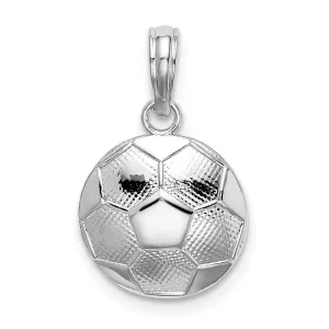 Sterling Silver Polished/Textured Soccer Ball Pendant