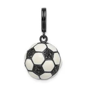 Sterling Silver Rhodium-plated & CZ 3D Soccer Ball Pendant