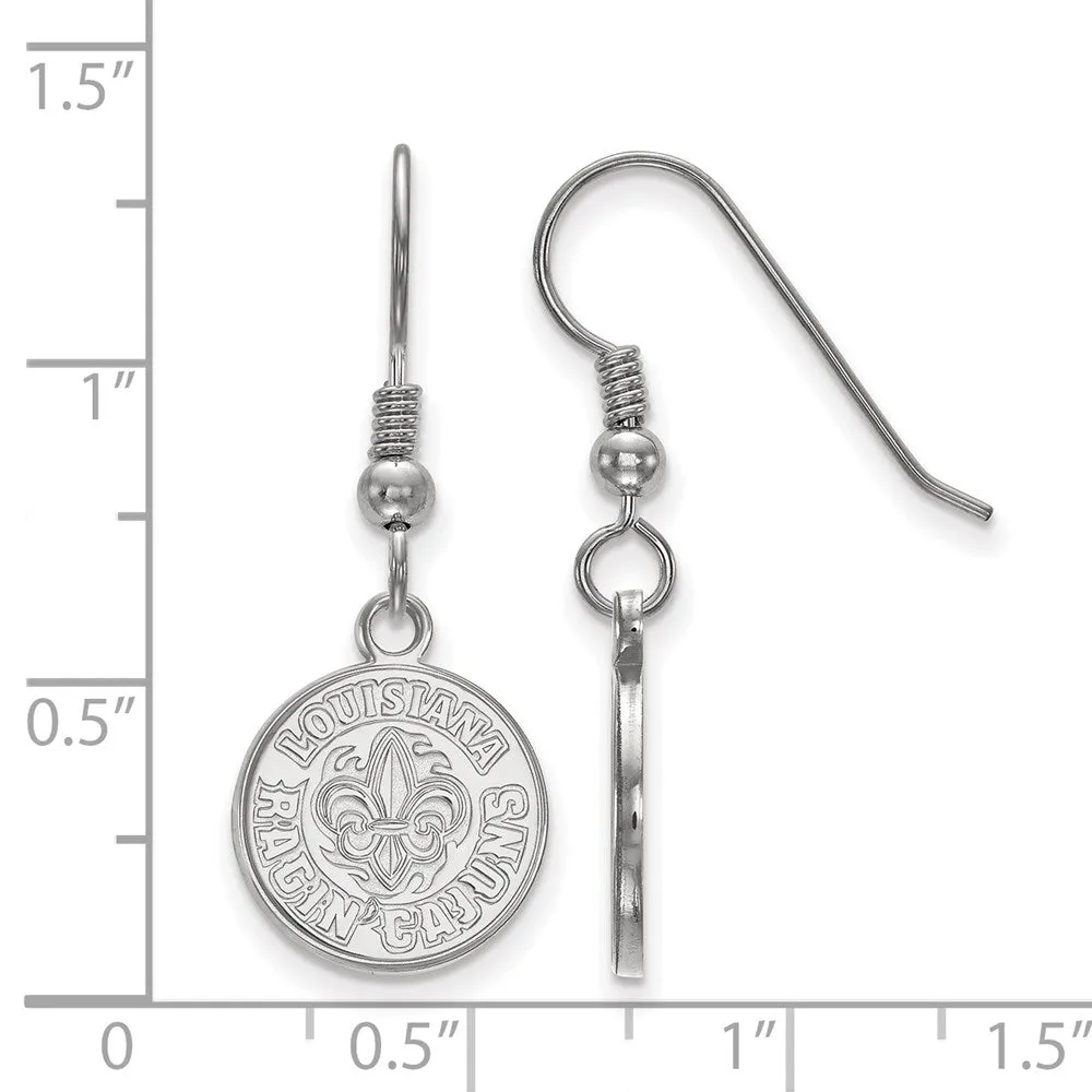 Sterling Silver Rhodium-plated University of Louisiana at Lafayette Small Dangle Wire Earrings