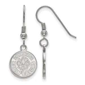 Sterling Silver Rhodium-plated University of Louisiana at Lafayette Small Dangle Wire Earrings