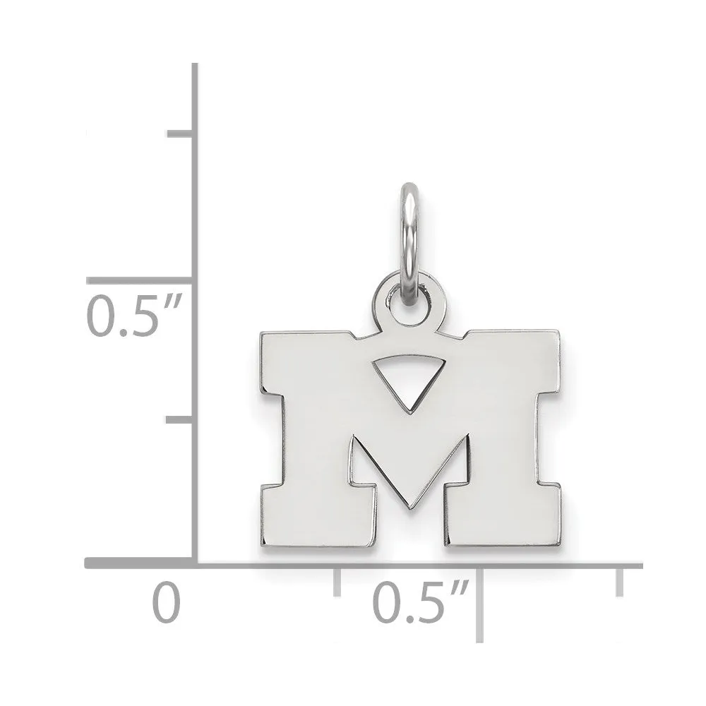 Sterling Silver Rhodium-plated University of Michigan Letter M Extra Small Pendant