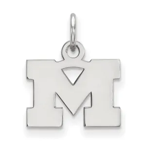 Sterling Silver Rhodium-plated University of Michigan Letter M Extra Small Pendant
