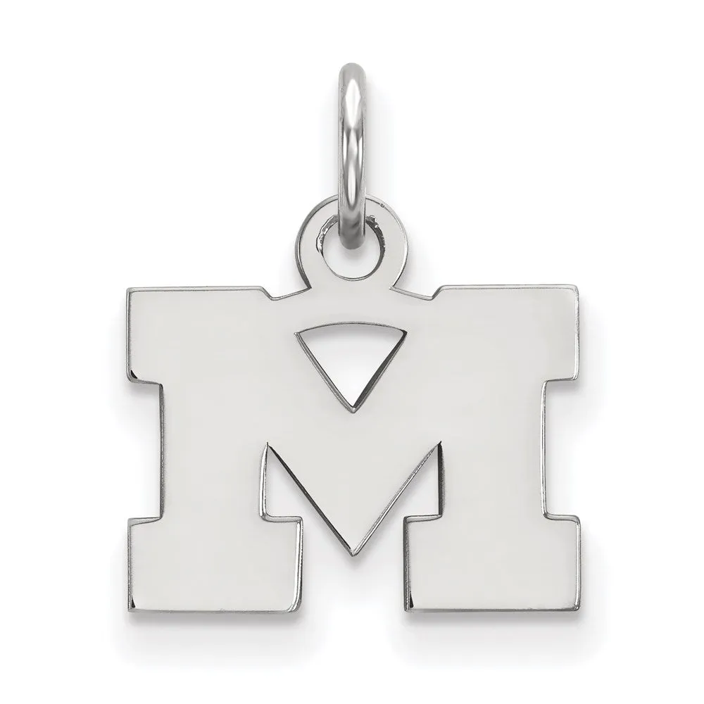 Sterling Silver Rhodium-plated University of Michigan Letter M Extra Small Pendant