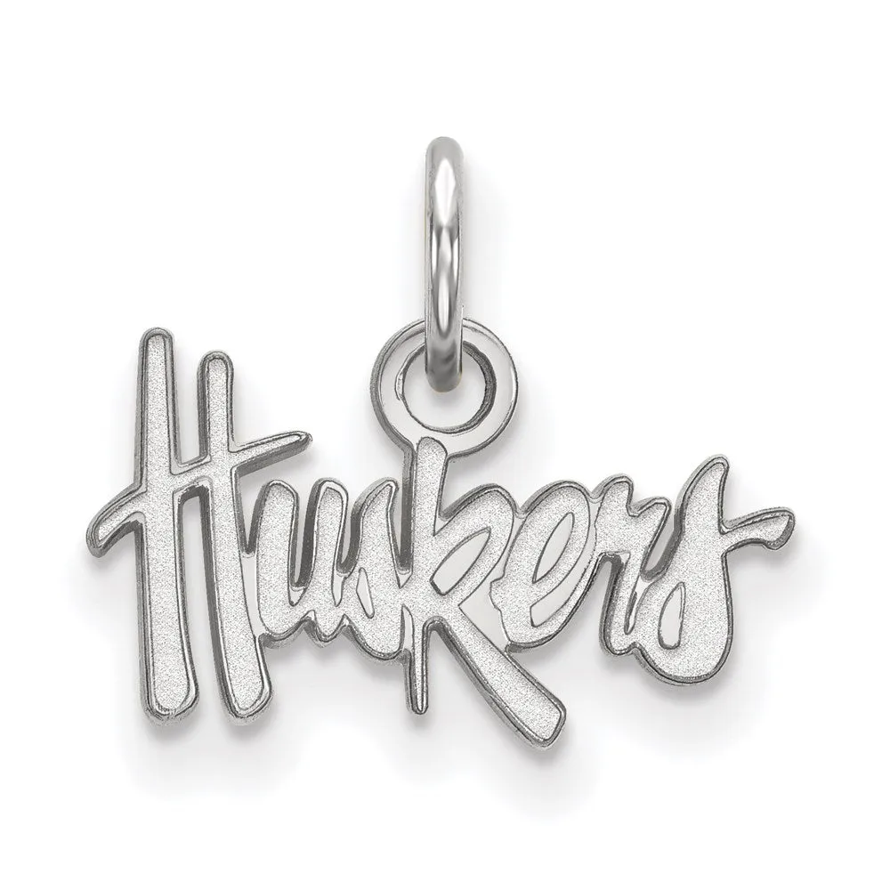 Sterling Silver Rhodium-plated University of Nebraska Huskers Extra Small Pendant