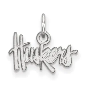 Sterling Silver Rhodium-plated University of Nebraska Huskers Extra Small Pendant