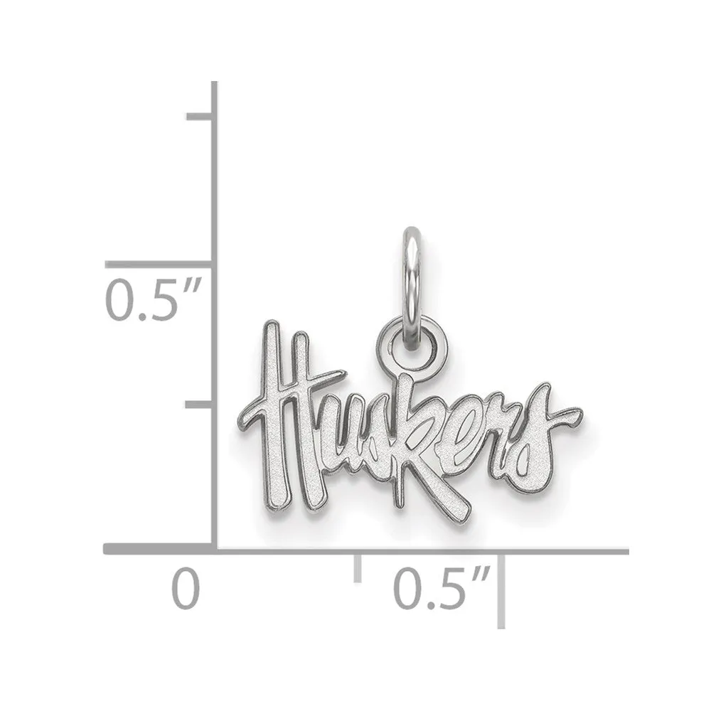 Sterling Silver Rhodium-plated University of Nebraska Huskers Extra Small Pendant