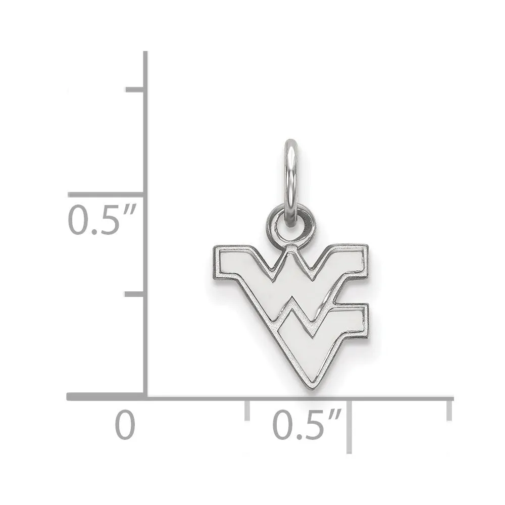 Sterling Silver Rhodium-plated West Virginia University W-V Extra Small Pendant